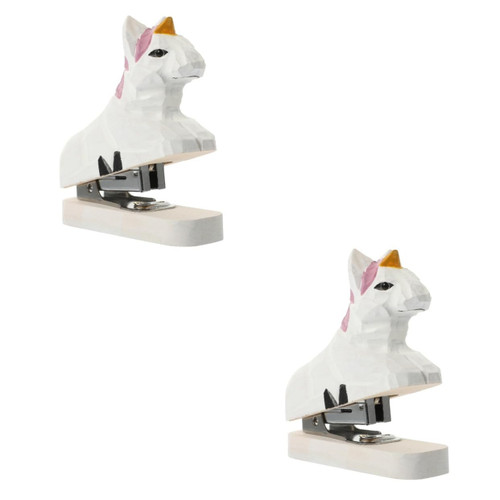 Lurrose 2pcs Office Stapler Supplies Portable Purple Desk Accessories Student Stapler Kids Stapler Animal Stapler Desk Supplies Stapler Heavy Duty Staplers Staple Food Log Child Wooden
