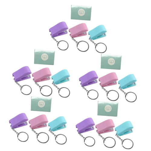 Ciieeo 5 Sets Keychain Stapler documents Stapler Office Supplies staplers for Desk Mini Push Stapler Office Accessories Kids Stapler Keychain Paper Purple Metal Stationery Cartoon Child