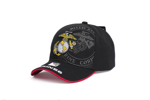 Ashen Fane U.S. Military Marine Corps Official Licensed Premium 6 Panel Adjustable Veteran Baseball Cap, Black with Yellow Emblem Ashen Fane U.S. Military Marine Corps Official Licensed Premium 6 Panel Adjustable Veteran Baseball Cap, Black with Yellow Emblem