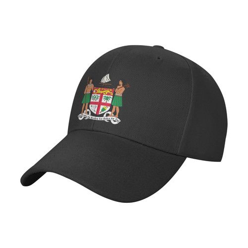 QARMAX Coat of Arms of Fiji Black Baseball Cap Trucker Hat for Men & Women Classic Dad Hat