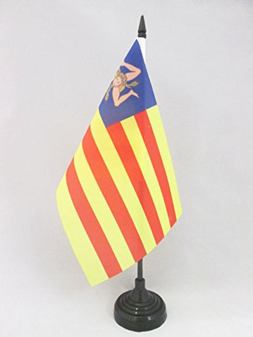 AZ FLAG Sicily Independentist Table Flag 5'' x 8'' - Sicilian nacionalist Desk Flag 21 x 14 cm - Black Plastic Stick and Base AZ FLAG Sicily Independentist Table Flag 5'' x 8'' - Sicilian nacionalist Desk Flag 21 x 14 cm - Black Plastic Stick and Base