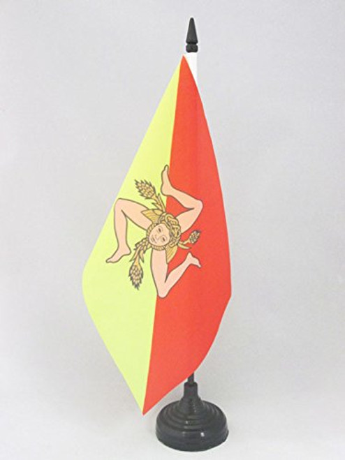 AZ FLAG Sicily Table Flag 5'' x 8'' - Italy - Sicilian Desk Flag 21 x 14 cm - Black Plastic Stick and Base AZ FLAG Sicily Table Flag 5'' x 8'' - Italy - Sicilian Desk Flag 21 x 14 cm - Black Plastic Stick and Base