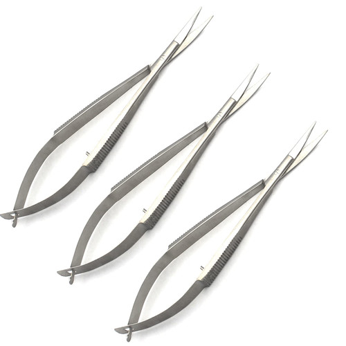 OdontoMed2011 3 PCS MICRO CURVED SCISSORS SHARP/SHARP 4.5" CASTROVIEJO STAINLESS STEEL ODM
