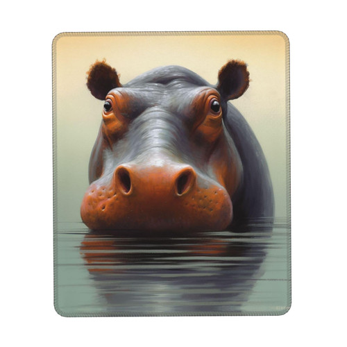 Mouse Pad with Non-Slip Rubber Base 8.3 x 10.3 in Mouse Mat with Stitched Edge Hippo Gaming Mousepad for Wireless Mouse Computer Laptop Home Office Desk Pad