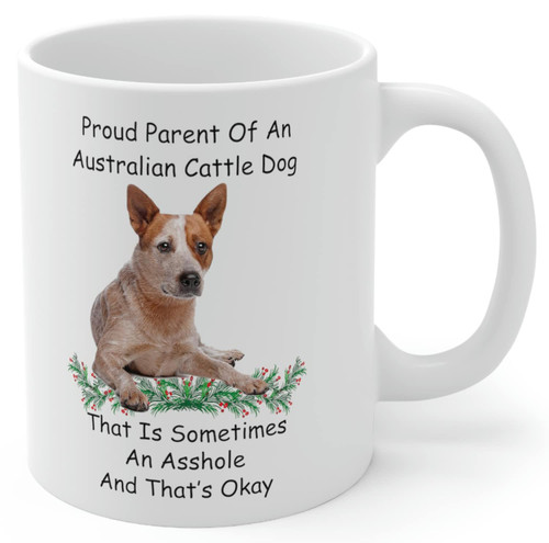Lovesout Funny Gifts Australian Cattle Dog Red Heeler Proud Parent Christmas 2023 Gifts White Coffee Mug White 11oz