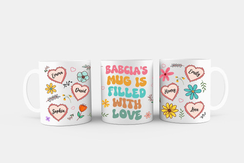 Babcia's Mug With Grandkids Names, Babcia's Coffee Mug, Gift For Babcia's, Gift From Grandson, Granddaughter, Personalised Mothers Day Mug, White Cups 11Oz 15Oz 11oz