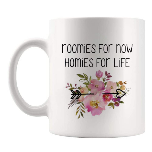 Fonhark - Cute Roommate Mug, Roomies for Now Homies for Life, 11 Oz Novelty Coffee Mug/Cup, White