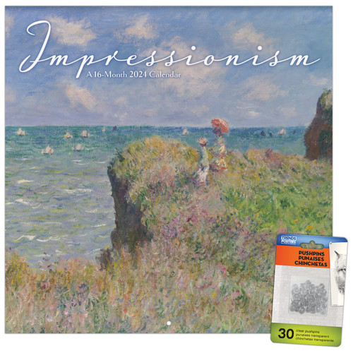 2024 Impressionism Wall Calendar & Push Pins