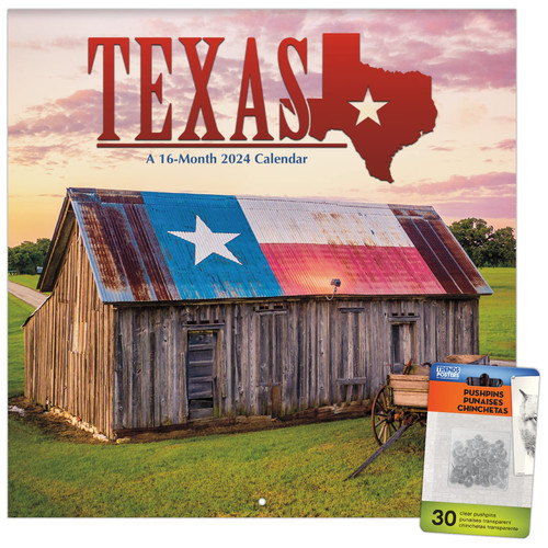 2024 Texas Wall Calendar & Push Pins