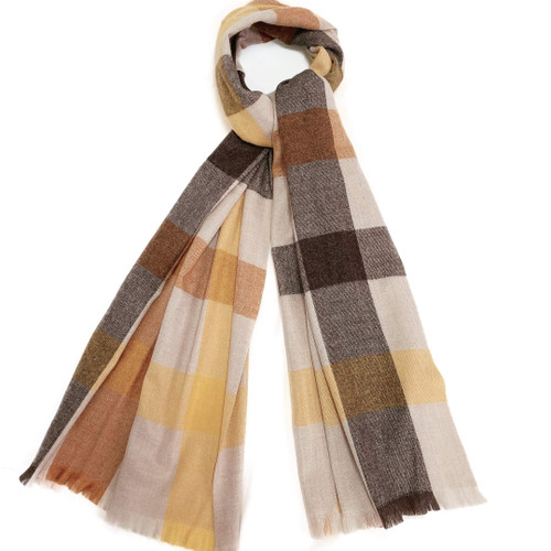 PINCTROT Fall Winter Plaid Scarf for Woman Man, Wool Blend Grid Shawl, Cashmere Feel Soft Wraps (Grid Orange)