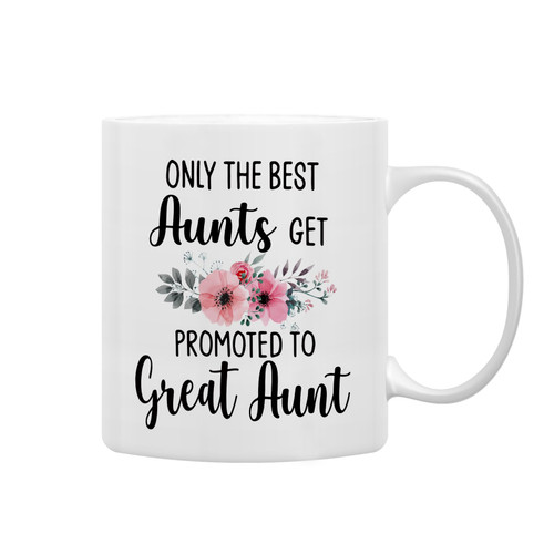QASHWEY Only The Best Aunts Get Promoted to Great Aunt Coffee Mugs Mug,Funny Pregnancy Announcement Gifts for Aunt New Great Aunt,Great Aunt to Be Gifts Double Side Printed Ceramic Mug Cup 11 Ounce
