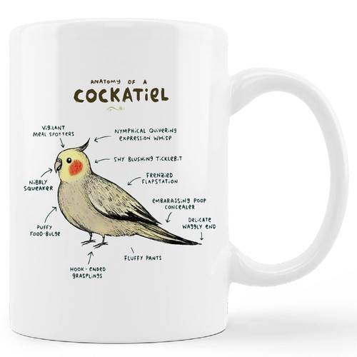 kunlisa Funny Cockatiel Mug Cup,Anatomy of a Cockatiel Ceramic Mug-11oz Coffee Milk Tea Mug Cup,Gifts For Mom Veterinarian Pet Owner Coworker,Pet Lover Cockatiel Lover Gift