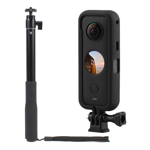 iEago RC Selfie Stick Bullet Time Cord + Camera Protective Frame for Insta360 ONE X2, Invisible Bullet Time Bundle Handle with 1/4" Screw Hole Threaded Adapte Action Camera Accessories