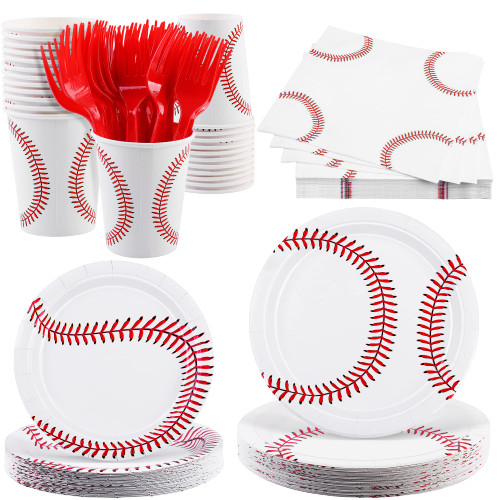 durony 144 Pieces Baseball Paper Plates and Napkins Dinnerware Set Baseball Birthday Party Tableware Supplies Includes Paper Plates Napkins Forks Serve 24 for Sports Baseball Party Supplies durony 144 Pieces Baseball Paper Plates and Napkins Dinnerware Set Baseball Birthday Party Tableware Supplies Includes Paper Plates Napkins Forks Serve 24 for Sports Baseball Party Supplies