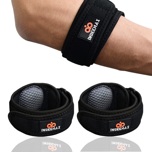 INDEEMAX Elbow Brace for Tendonitis and Tennis Elbow Adjustable Tennis Elbow Brace for Men & Women Golfers Elbow Strap Band Forearm Relief with Compression Pad, 2 Pack INDEEMAX Elbow Brace for Tendonitis and Tennis Elbow Adjustable Tennis Elbow Brace for Men & Women Golfers Elbow Strap Band Forearm Relief with Compression Pad, 2 Pack