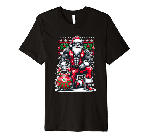Buff Santa Kettlebell Christmas Premium T-Shirt