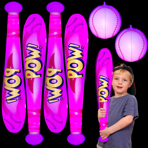 Jenaai LED Inflatable Baseball Bat and Ball 29.5 Inches Inflatable Baseball Party Favors Baseball Pool Toys Beach Baseball Bats Gift Party Games and Pool Sports(6 Pcs) Jenaai LED Inflatable Baseball Bat and Ball 29.5 Inches Inflatable Baseball Party Favors Baseball Pool Toys Beach Baseball Bats Gift Party Games and Pool Sports(6 Pcs)