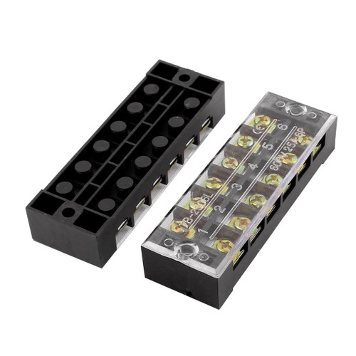 uxcell 2pcs 600V 25A 6 Position Double Row Covered Screw Terminal Barrier Blocks Connector TB2506