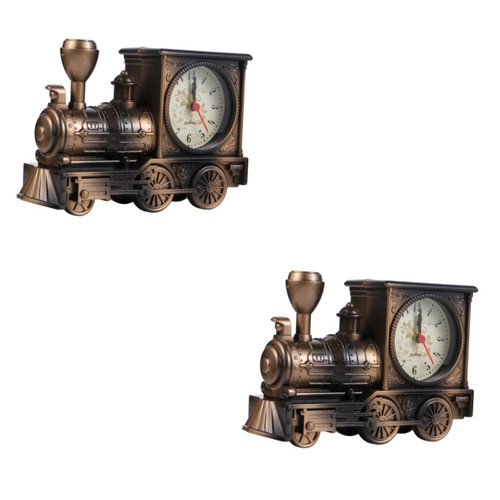 VOSAREA 2pcs Train Model Alarm Clock Household Vintage Clock Train Statue Bedside Alarm Clock Train Clock Antique Table Clock Train Figurine Ornament Clocks Child Plastic Personality