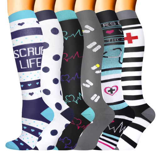 Compression Socks for Women & Men 6 Pairs 15-20 mmHg is Best For Graduated Athletic, Running, Travel, Flight, Nurses