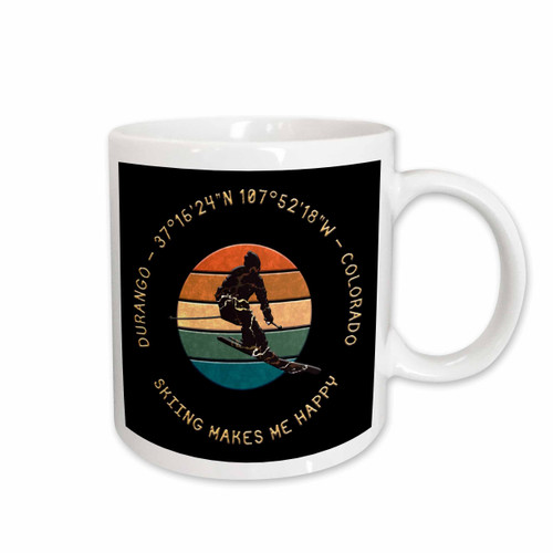 3dRose Durango, Colorado, USA. Man skier, yellow text on black sports gift - Mugs (mug-375103-1)