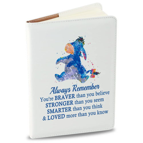 KEYCHIN Eeyore Leather Notebook Eeyore Fans Gift You are Braver Stronger Smarter Than You Think Journal Notebook For Friend Student Coworker (Eeyore)