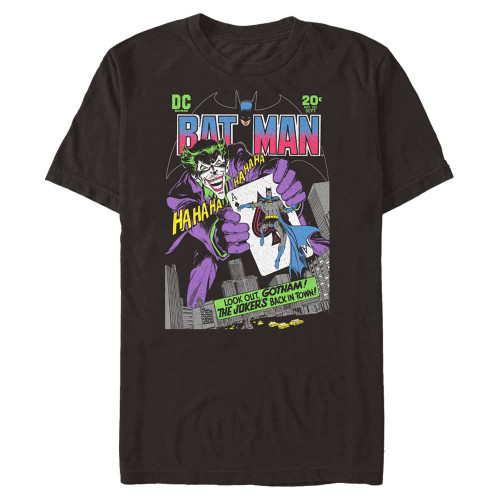 Warner Brothers Batman Wild Card Short Sleeve Tee Shirt, Black, Small