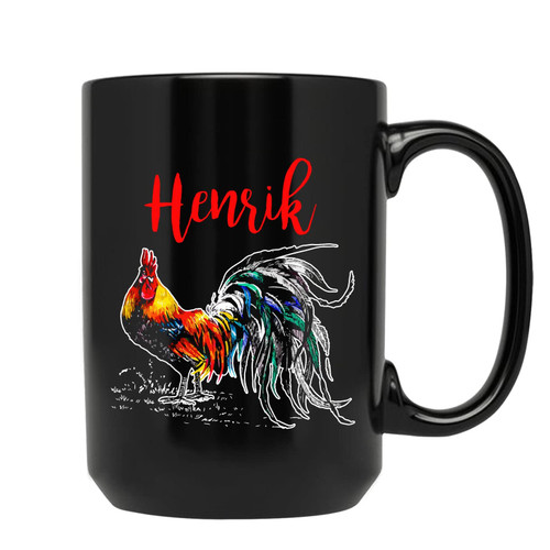 Personalized Rooster Coffee Mug | Dad Rooster Mug | Gift For Chicken Dad | Custom Chicken Mug | Chicken Coffee Cup | Chicken Lover Mug | Chicken Farmer Mug | Black Ceramic Cup 11oz 15oz