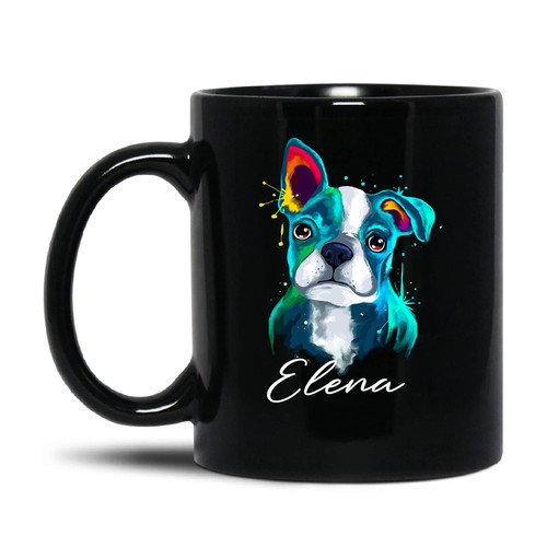 Colorful Boston Terrier Mug - Personalized Boston Terrier Coffee Mug - Gifts For Boston Terrier Lovers - Boston Terrier Dog Mug - Pet Lover Mug - Dog Owner Mug - Black Ceramic Cup 11oz 15oz
