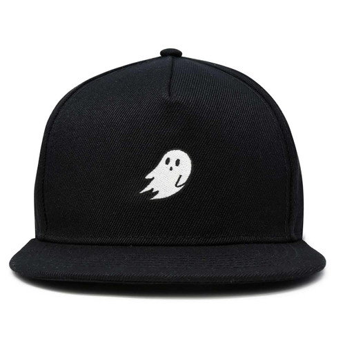 DALIX Ghost Snapback Flat Bill Baseball Hat Embroidered Cap Mens in Black