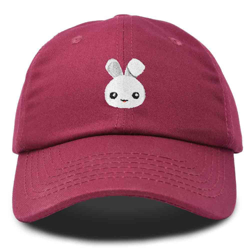 DALIX Bunny Embroidered Dad Cap Cotton Baseball Hat Women in Maroon