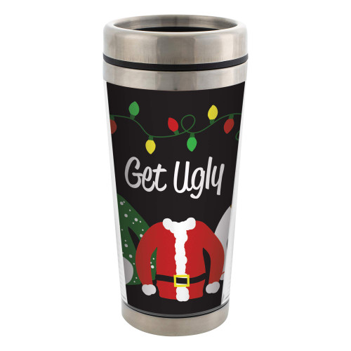 Elanze Designs Ugly Sweater Pattern Mug Stainless Steel 16 oz Travel Christmas Mug with Lid