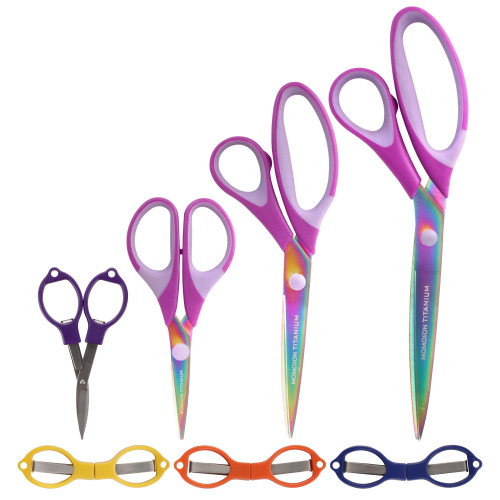 BambooMN Titanium Softgrip Set & Folding Scissors - Purple - 1 Set