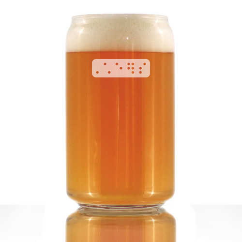 Braille Cheers Beer Can Pint Glass - Fun Braille Gifts for Braille Teachers and Visually Impaired or Blind Braille Readers - 16 Oz Glasses