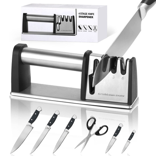 4 in 1 kitchen knives and scissors sharpening tools, professional kitchen knife accessories sharpener, kitchen knife manual sharpener. 4 in 1 kitchen knives and scissors sharpening tools, professional kitchen knife accessories sharpener, kitchen knife manual sharpener.