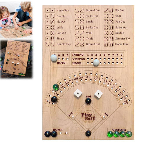 Ergery Baseball Dice Board Game, Baseball Dice Game Wood Board, Wooden Baseball Board Game with Dice Marbles for Kids Adults, Fun Double Battle Table Game for Family, Party and Holiday Gatherings Ergery Baseball Dice Board Game, Baseball Dice Game Wood Board, Wooden Baseball Board Game with Dice Marbles for Kids Adults, Fun Double Battle Table Game for Family, Party and Holiday Gatherings