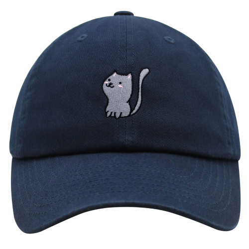 JPAK Meow Premium Dad Hat Embroidered Baseball Cap Cat Kitty Navy