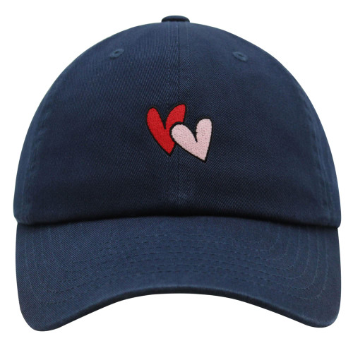 JPAK Heart Premium Dad Hat Embroidered Baseball Cap Cute Navy