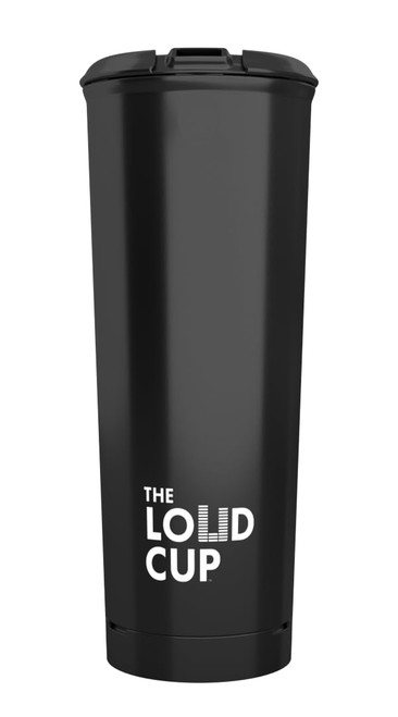 The LoudCup 20 oz Tumbler + Stadium Horn with Snap-Fit Lid (Raven Black) - Insulated Cup Reusable Water Bottle Coffee Travel Mug - Worlds Loudest Cup for Game Day