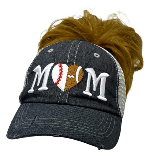Cocomo Soul Baseball Football Mom Messy Bun Top Ponytail Hat Cap Football MOM Baseball MOM -601 Cocomo Soul Baseball Football Mom Messy Bun Top Ponytail Hat Cap Football MOM Baseball MOM -601