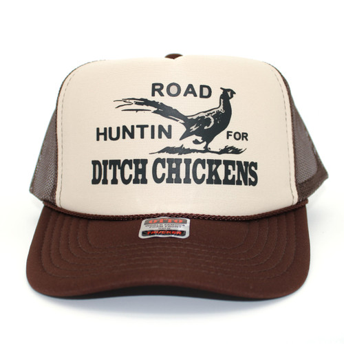 Road Huntin' for Ditch Chickens Original Trucker Hat - Trendy Vintage Hunting Beer Graphic Trucker Cap for Men and Women (Brown/Tan) Road Huntin' for Ditch Chickens Original Trucker Hat - Trendy Vintage Hunting Beer Graphic Trucker Cap for Men and Women (Brown/Tan)