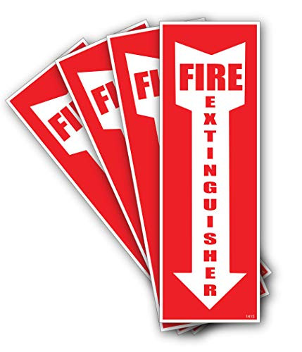 (4 Pack) Fire Extinguisher Signs Stickers Self Adhesive Fire Extinguisher Decals for Business Office or Warehouse
