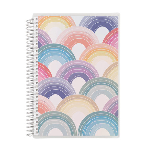 A5 Spiral Bound College Ruled Notebook - Pastel Rainbows - 160 Lined Pages Note Taking & Writing Notebook. 80Lb Thick Mohawk Paper Resists Ink Bleed by Erin Condren