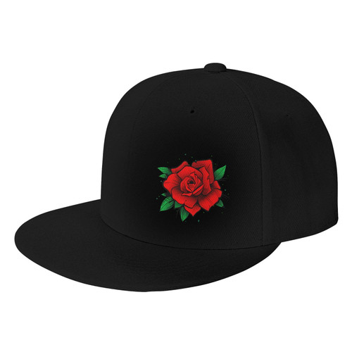 BQIUULO Rose Flower Snapback Hat for Men Black Baseball Cap Adjustable Funny Flat Bill Trucker Dad Gift BQIUULO Rose Flower Snapback Hat for Men Black Baseball Cap Adjustable Funny Flat Bill Trucker Dad Gift