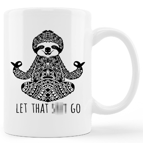 kunlisa Meditation Coffee Mug Cup,Let That Sht Go Ceramic Mug-11oz Coffee Milk Tea Mug Cup,Sloth Cup For Women,Funny Yoga Mug, Zen Mug,Meditation Gifts For Women Men Coworkers