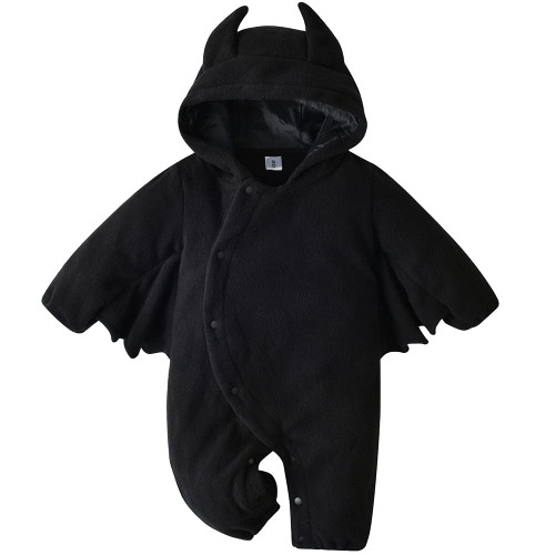 ACEHCEAR Infant Baby Bat Costume Halloween Costumes Polar Fleece Hooded Romper with Big Ear Onesie Unisex 2pcs 12-20 Months