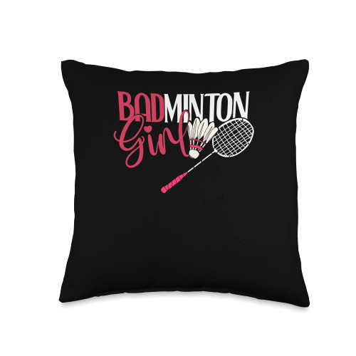 Badminton Girl Player Racket Shuttlecock Gift Girl | Racket Shuttlecock | Badminton Player Throw Pillow, 16x16, Multicolor