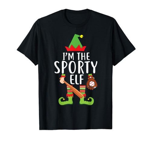 I'm The Sporty Baseball Elf Matching Family Christmas Shirt T-Shirt