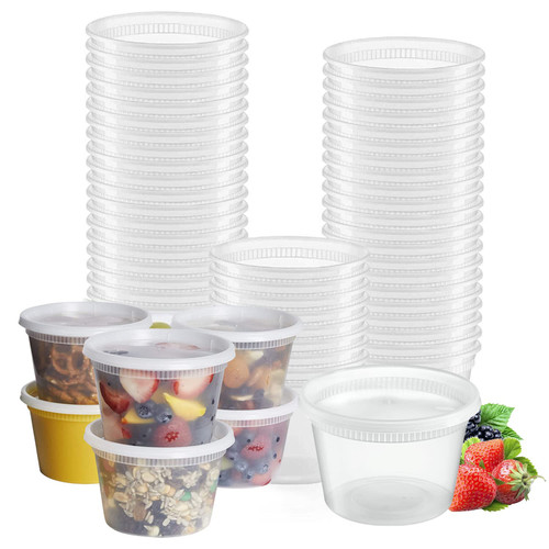 [40 Sets] 16 Oz. Plastic Deli Food Storage Containers with Airtight Lids, USA Heavy Duty, Slime, Soup, Meal Prep Containers | BPA Free | Stackable | Leakproof | Microwave/Dishwasher/Freezer Safe,