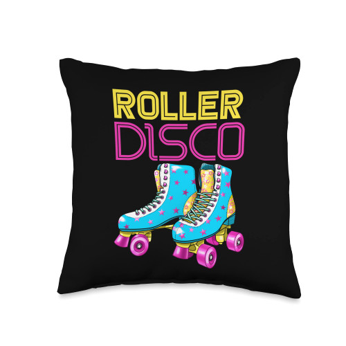 Roller Disco Retro Roller Skates Rollerblades Gift Disco | Vintage Roller Skates | Rollerblades Throw Pillow, 16x16, Multicolor